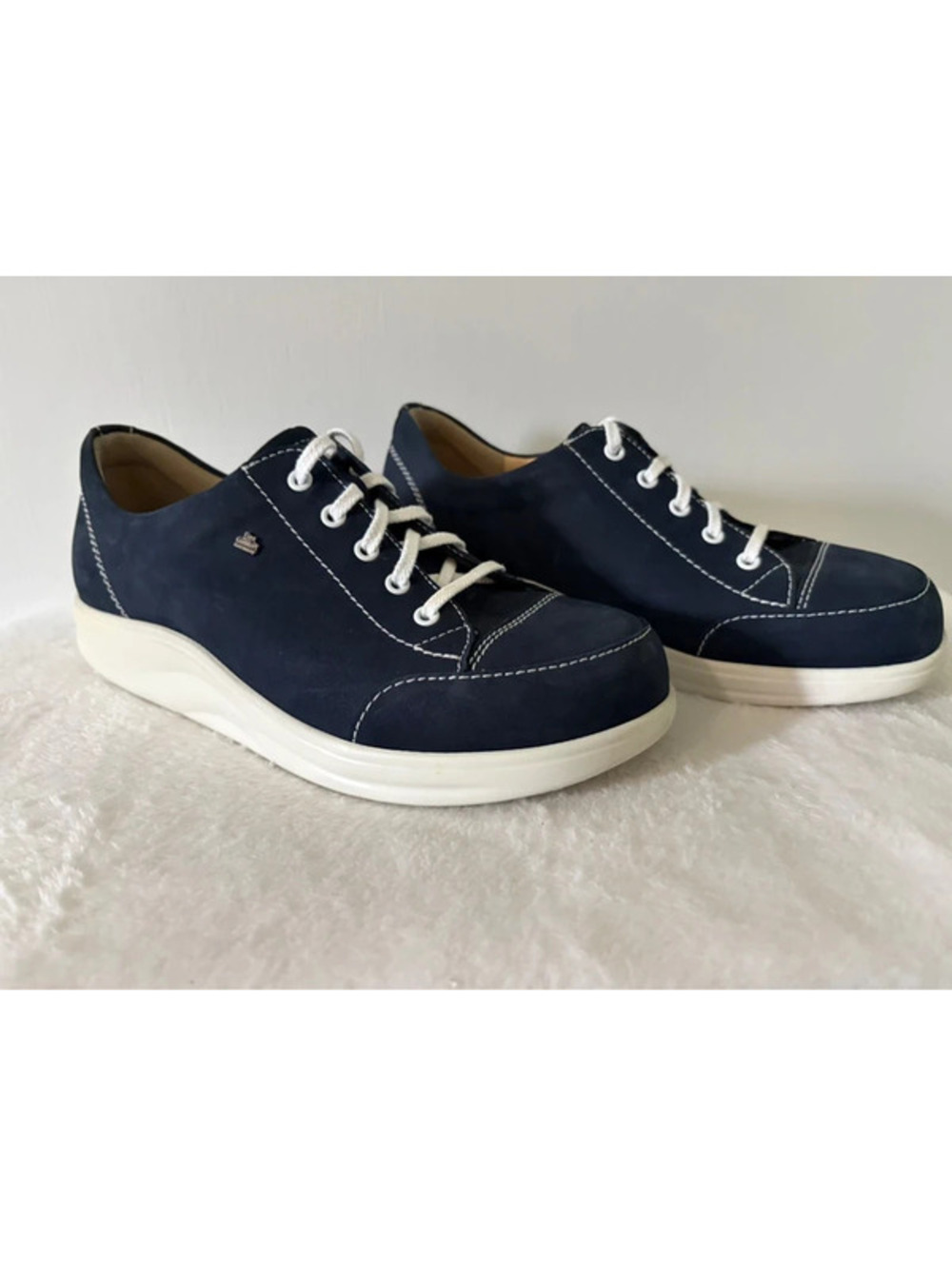 Finn Comfort Soho Navy Nubuck Leather Lace-Up Comfort Sneakers Women’s 6.5 NWOT